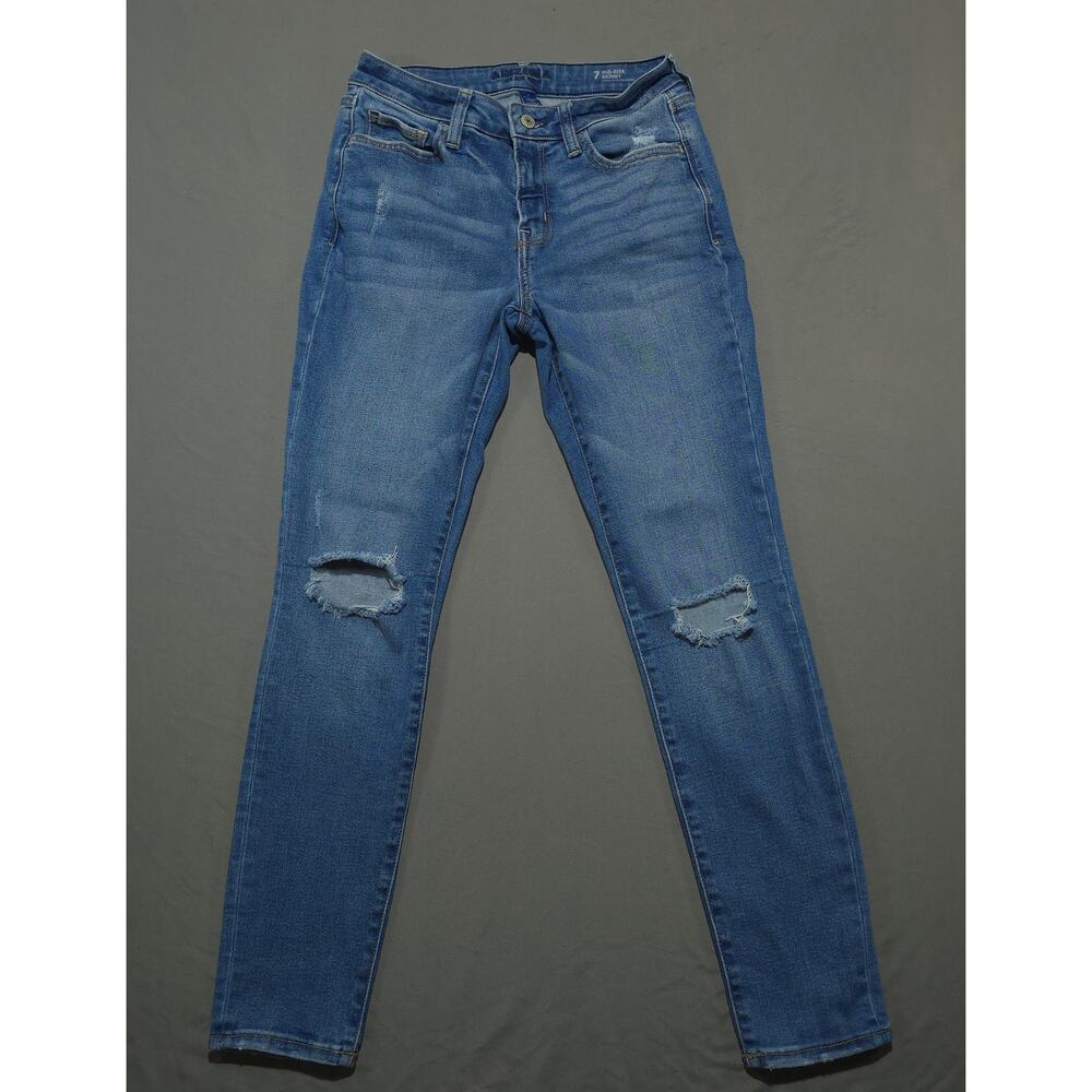 Arizona Jean Co Womens Size 7 Mid Rise Skinny Distressed Ripped Denim Jeans - Picture 2 of 12